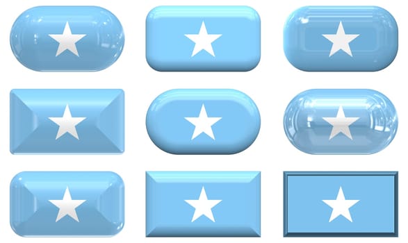 nine glass buttons of the  Flag of Somalia