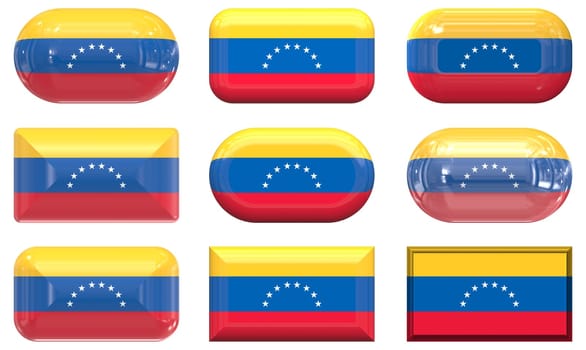 nine glass buttons of the  Flag of venezuela
