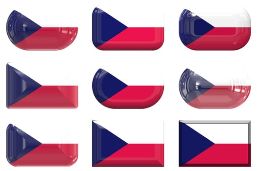 nine glass buttons of the Flag of Czech Repulic