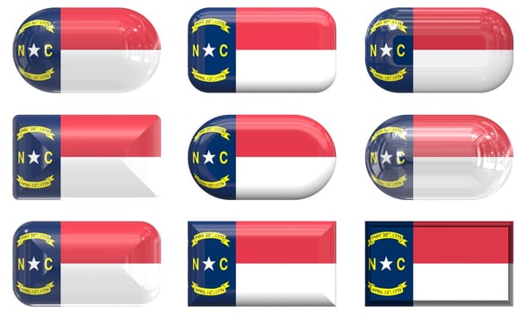 nine glass buttons of the  Flag of North Carolina