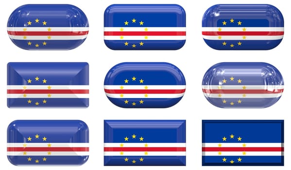 nine glass buttons of the  Flag of Cape Verde