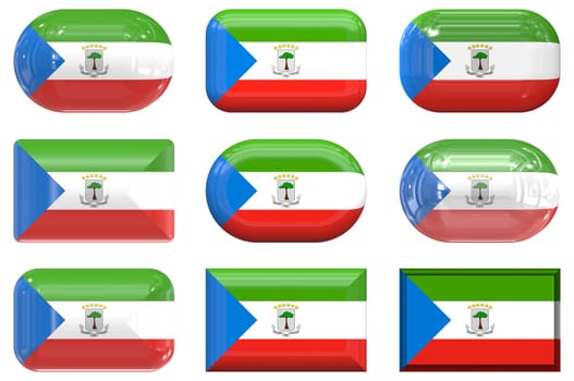 nine glass buttons of the  Flag of Equatorial Guinea