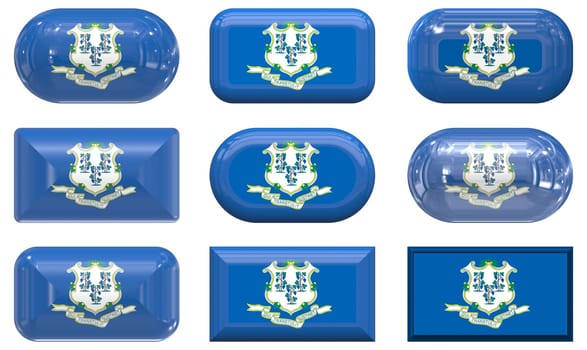 nine glass buttons of the Flag of Conneticut