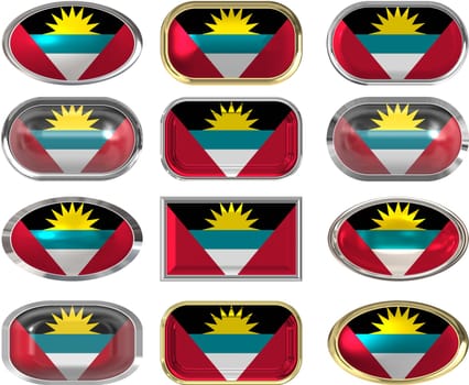 twelve buttons of the  Flag of antigua barbuda