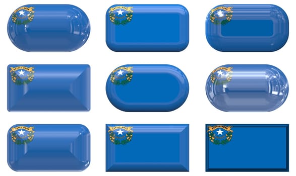 nine glass buttons of the Flag of Nevada