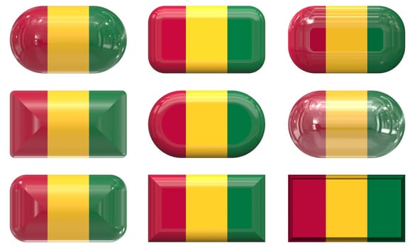 nine glass buttons of the Flag of Guinea