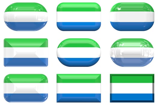 nine glass buttons of the  Flag of Sierra Leone