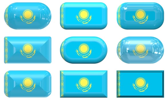 nine glass buttons of the  Flag of Kazakhstan
