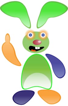 Green funny rabbit vector isolated on white