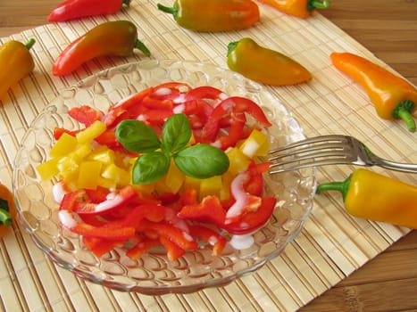 Raw vegetable salad with peppers
