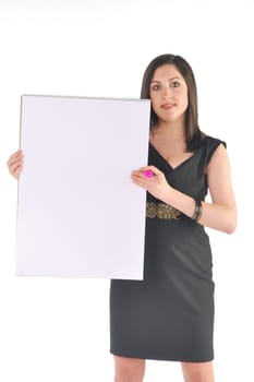 Business woman holding flip chart