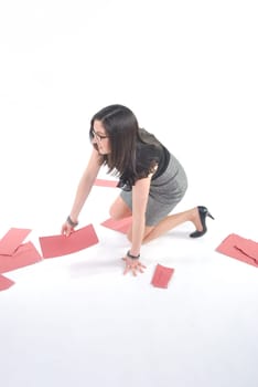 Secretary picking up files