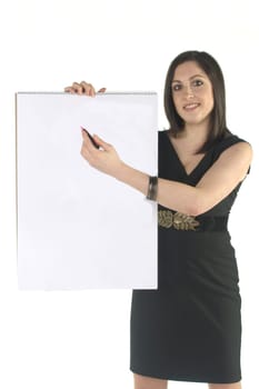 business woman pointing with flipchart