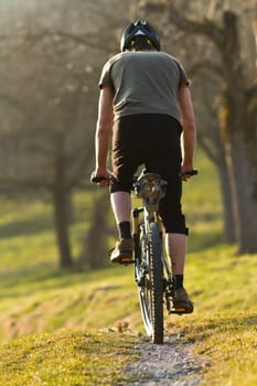 Mountain bikers on a gravel path
