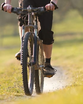 Mountain bikers on a gravel path