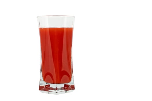 Single glass with red drink isolated on white