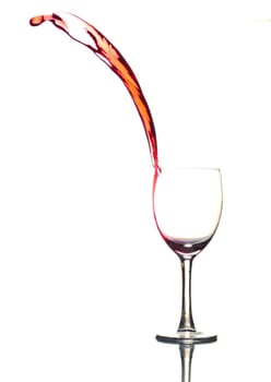 Colored liquid splashing out on a white background