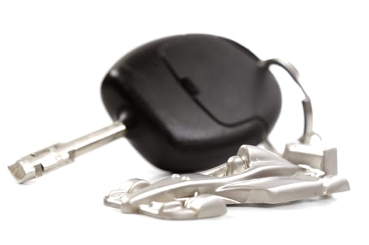 Key car with little key ring in car&#039 s shape