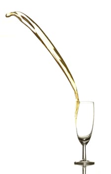 Colored liquid splashing out on a white background