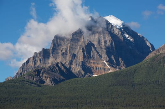 Mount Temple in Banff National Park in the Rocky Mountains of Canada