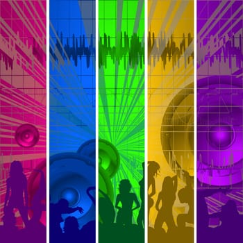 Dance party vertical headers, grunge art