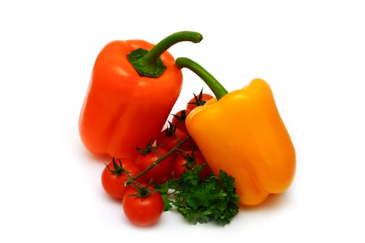 fresh colourful paprika isolated on white background