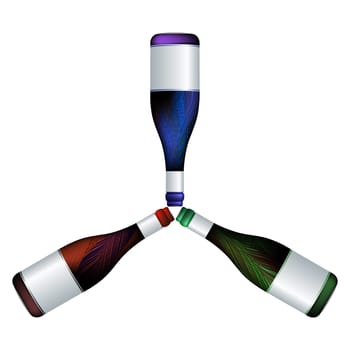 wine bottles trio