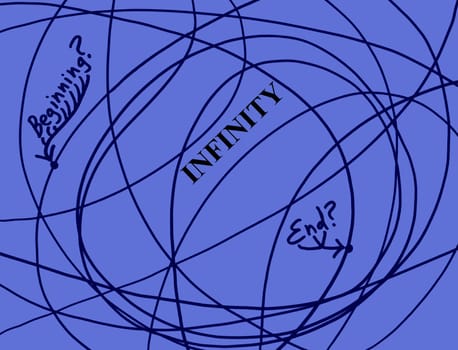 Curved lines flow onto and off the page questioning life&#039 s travel through time.