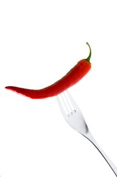 Pepperoni on fork