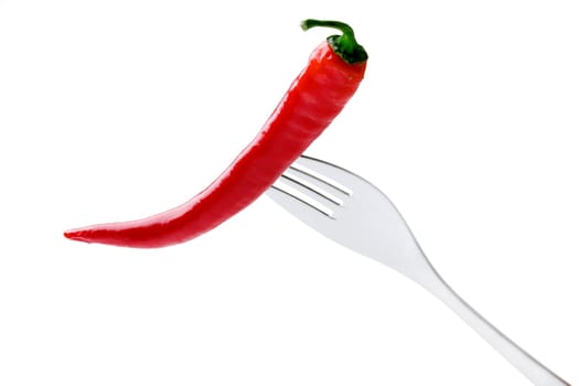 Pepperoni on fork