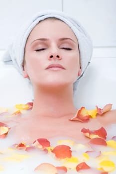 Woman in the flower bath