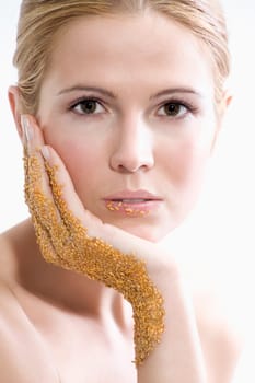 Woman with sesame seeds