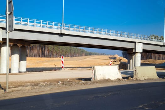 Industrial road works under the new motorway