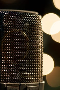 On stage microphone of a popular artist with spot lights