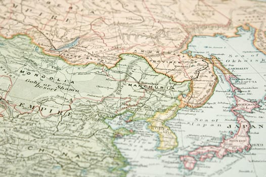 Vintage (1907 copyrighted expired) map of Europe and Asia