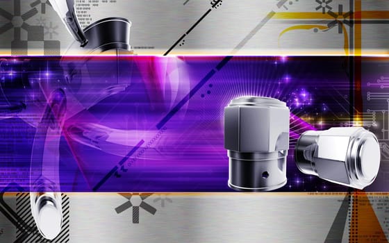 Digital illustration of Valve caps in colour background