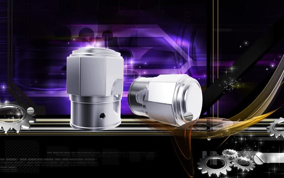 Digital illustration of Valve caps in colour background