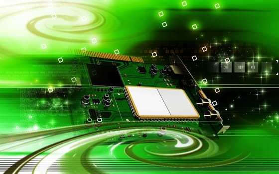 Digital illustration of video capture card in colour background