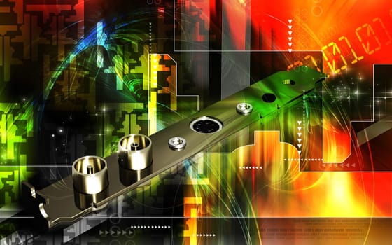 Digital illustration of video capture card in colour background