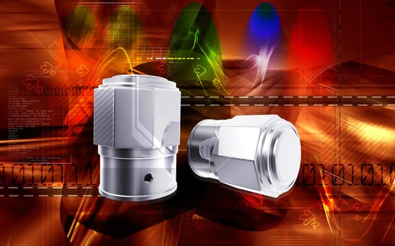 Digital illustration of Valve caps in colour background