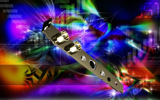Digital illustration of video capture card in colour background