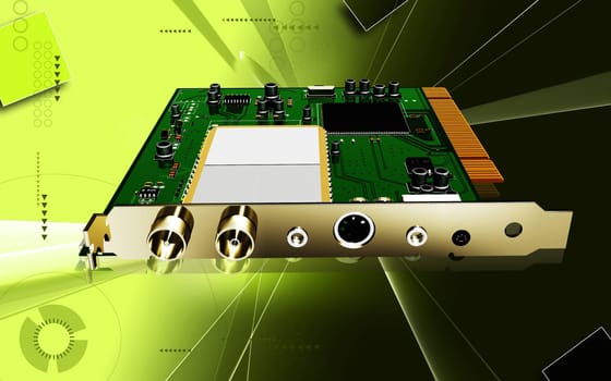 Digital illustration of video capture card in colour background