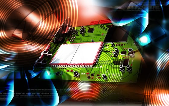 Digital illustration of video capture card in colour background