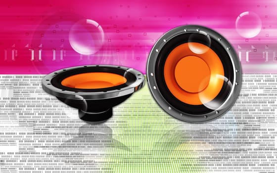 Digital illustration of car stereo in colour background