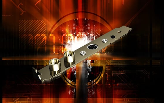 Digital illustration of video capture card in colour background