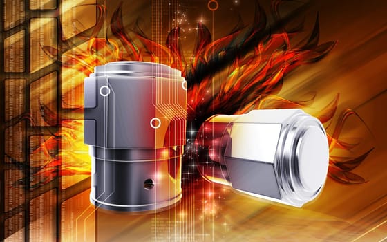 Digital illustration of Valve caps in colour background