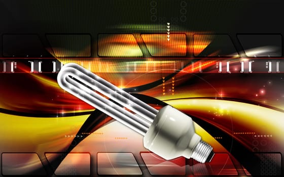 Digital illustration of a CFL light in colour background