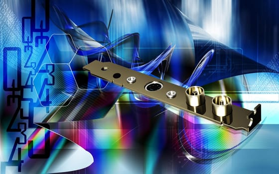 Digital illustration of video capture card in colour background