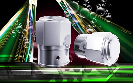 Digital illustration of Valve caps in colour background