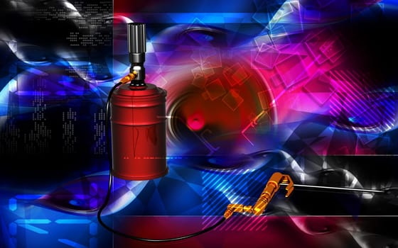 Digital illustration of air grease pump in colour background